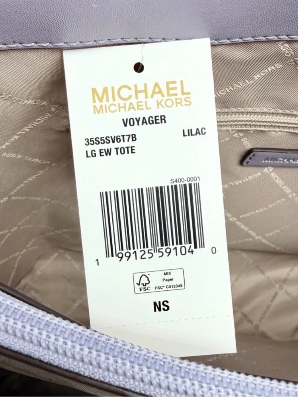 Michael Kors Voyager MK Logo Tote Shoulder Bag with Matching Wallet Lilac Multi